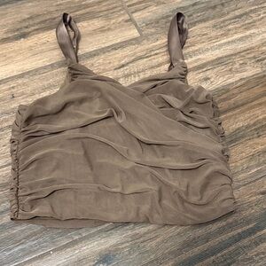AKIRA Brown Ruched Crop Top